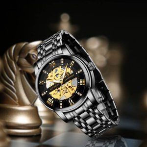 Men's Mechanical self Winding Luxury Watch Diamond Dial Waterproof